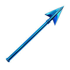 Sleek Arrow with a High Gloss Finish in Electric Blue Isolated on Transparent Background