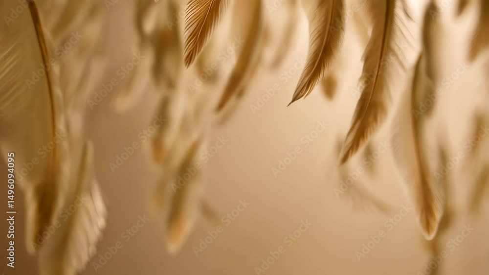 Poster gentle cascade of soft brown feathers creating a warm, soothing, and calming abstract composition wi