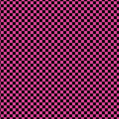 Seamless checkered pattern with pink and black color blocks arranged in a uniform grid. Ideal for textile designs, backgrounds, wallpapers, or digital graphics