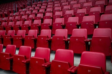 Football vip seats. Red seats in the stadium