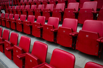 Football vip seats. Red seats in the stadium