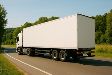 White delivery trucks and trailers - blank mockups for advertising and branding7