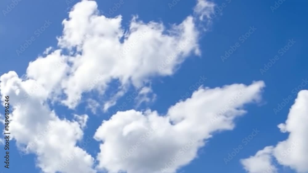Poster cloudscape: a serene and picturesque sky filled with fluffy, white clouds, creating a sense of calm 