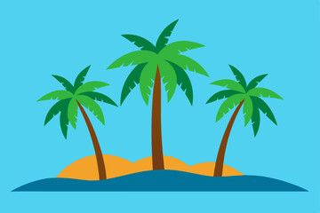 Tropical Palm Trees on Exotic Seaside Island 4K Wallpaper Vector Illustration Background