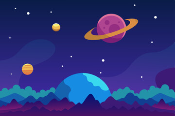 Obraz premium Amazing Galaxy Starscape Night Sky Nature Background Vector Illustration Background