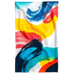 Artistic Beach Towel with Oversized Expressive Brus Isolated on Transparent Background