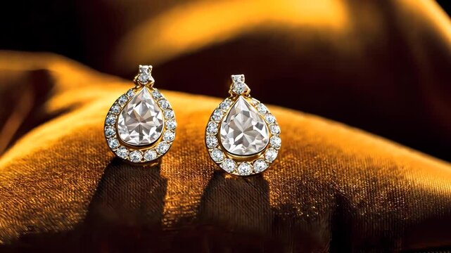 Elegant Teardrop Diamond Earrings on Velvet Background