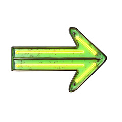 Modern Arrow with Refined Details in Bold Neon Green Isolated on Transparent Background