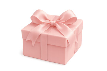 Obraz premium Pink gift box tied with satin ribbon, nestled on transparent backdrop, symbolizing celebration and elegance