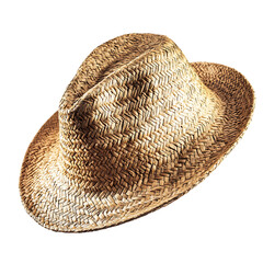 Hand Crafted Straw Hat with a Naturally Irregular W Isolated on Transparent Background