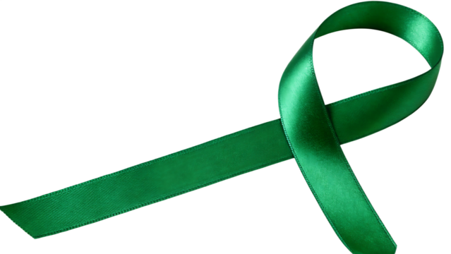 Green ribbon isolated on white background PNG
