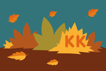 Vibrant Fallen Autumn Leaves on Forest Ground 4K Wallpaper Vector Illustration Background