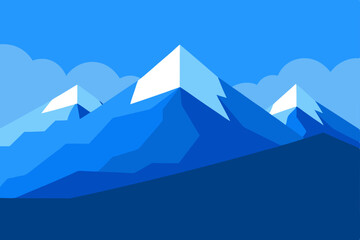 Serene Calm Mountain Range View Under Clear Blue Sky Wallpaper Vector Illustration Background