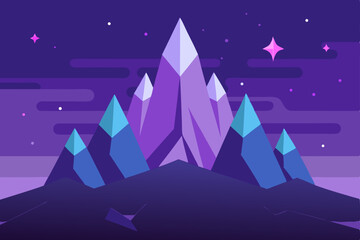Obraz premium Enchanting Magical Mountains with Sparkling Crystal Peaks Ultra HD Vector Illustration Background