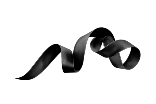 PNG Abstract black ribbon against black background - minimalist curved design - Powered by Adobe