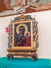 Town and cathedral interior