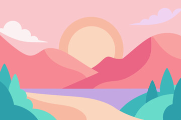 Obraz premium Modern Abstract Pastel Colored Nature Landscape in Ultra HD Vector Illustration Background