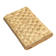 Elegant Minimalist Straw Beach Mat with a Classic W Isolated on Transparent Background