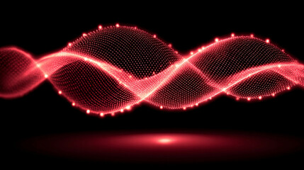 Abstract glowing red light waves forming an electric tunnel on a black background. Futuristic speed motion, sci-fi energy, and neon glow perfect for technology, cyberspace, and digital design themes.
