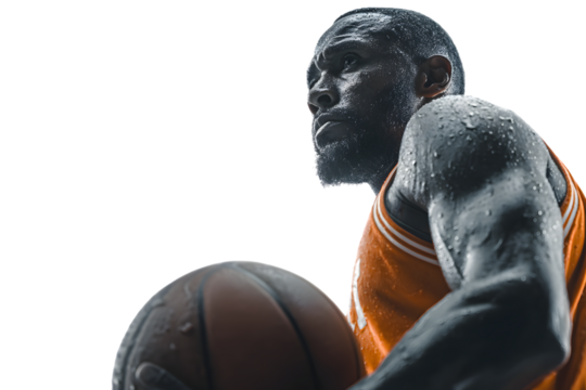 Intense Basketball Player in Action Dripping Sweat Focused on the Game Sports Motivation Dy