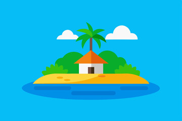 Obraz premium Idyllic Summer Island Getaway with Crystal Blue Water Vector illustration Background