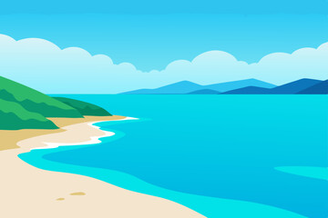 Pristine Crystal Clear Waters and Beach View 4K Vector illustration Background