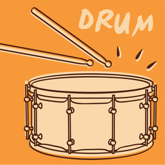 Vector illustration of a single drum on white background. Perfect for music-related themes, rhythm, percussion, traditional instruments, energy, and symbolic concepts.