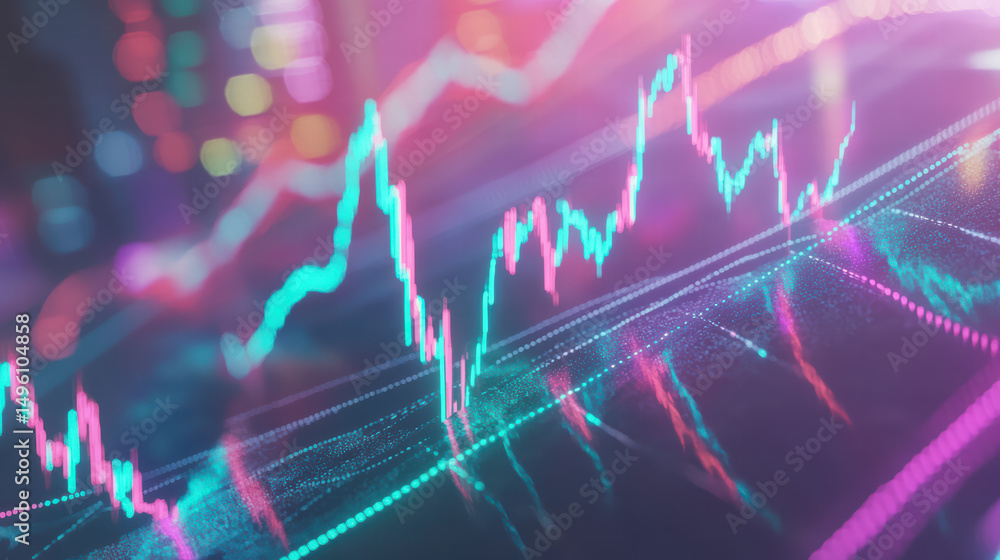 Aufkleber vibrant chart data: an abstract data chart displaying dynamic financial fluctuations, visualized wit