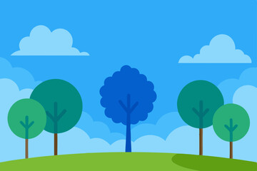Fototapeta premium Peaceful Soft Blue Sky with Trees Nature Vector illustration Background