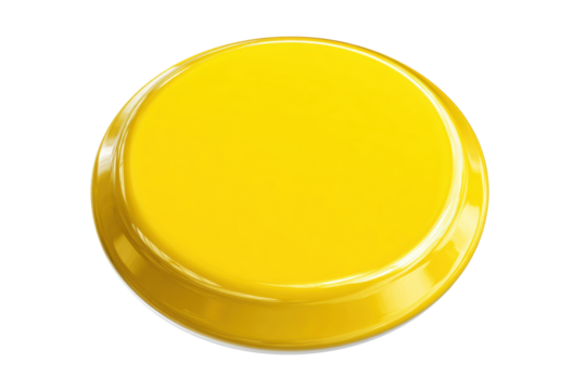 PNG Bright yellow circular button with glossy finish on black background
