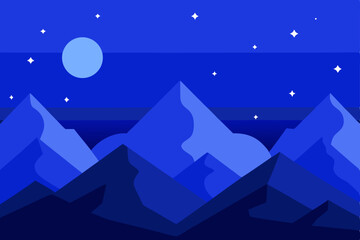 Fototapeta premium Serene Blue Night Sky Filled with Stars Over Majestic Mountains Wallpaper Vector Illustration Background
