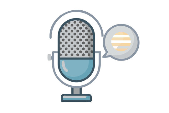 Podcast Microphone Icon Voice Recording and Broadcasting Symbol