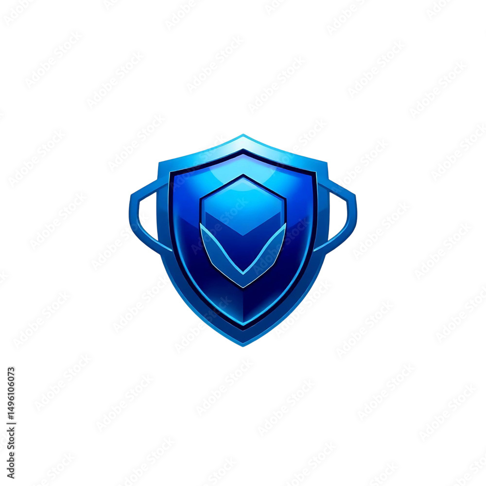 Aufkleber glossy blue security shield icon with checkmark in modern 3d design – high quality png isolated on t