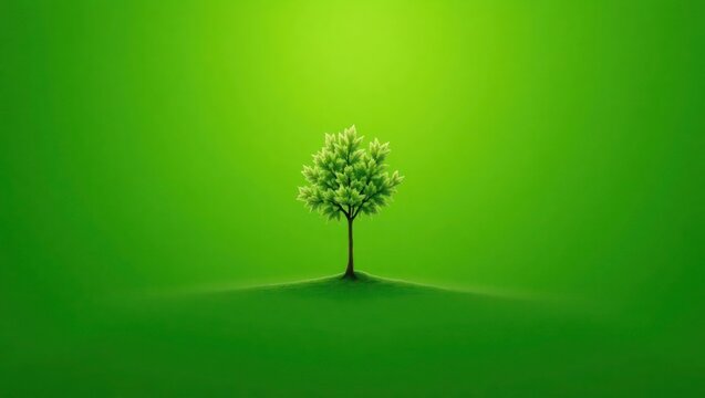 green tree on a green background