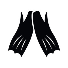 Swim Fins Black Vector Silhouette Design