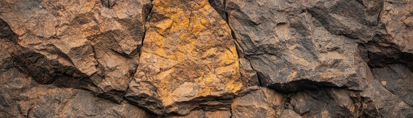 Fototapeta premium Textured Rock Surface with Brown and Orange Tones, Natural Formation, Abstract Geology Background