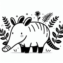 Fototapeta premium aardvark, vector, black and white, image, wallpaper, halftone, cartoon