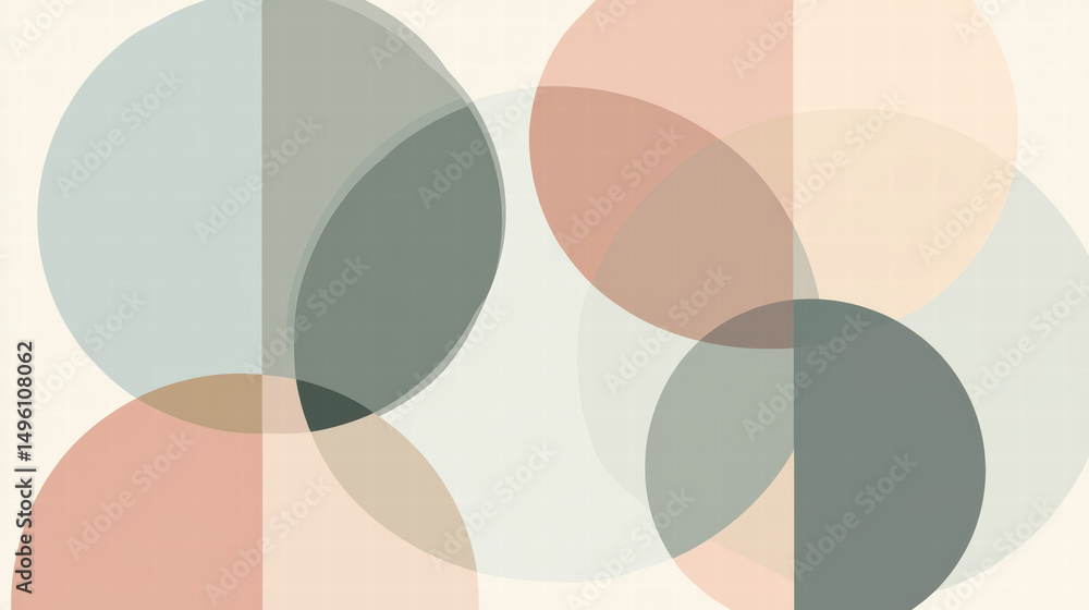 Aufkleber abstract circles in pastel hues: an abstract geometric composition featuring overlapping translucent