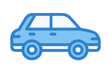 Fototapeta premium Simple Blue Car Icon Personal Transportation Illustration
