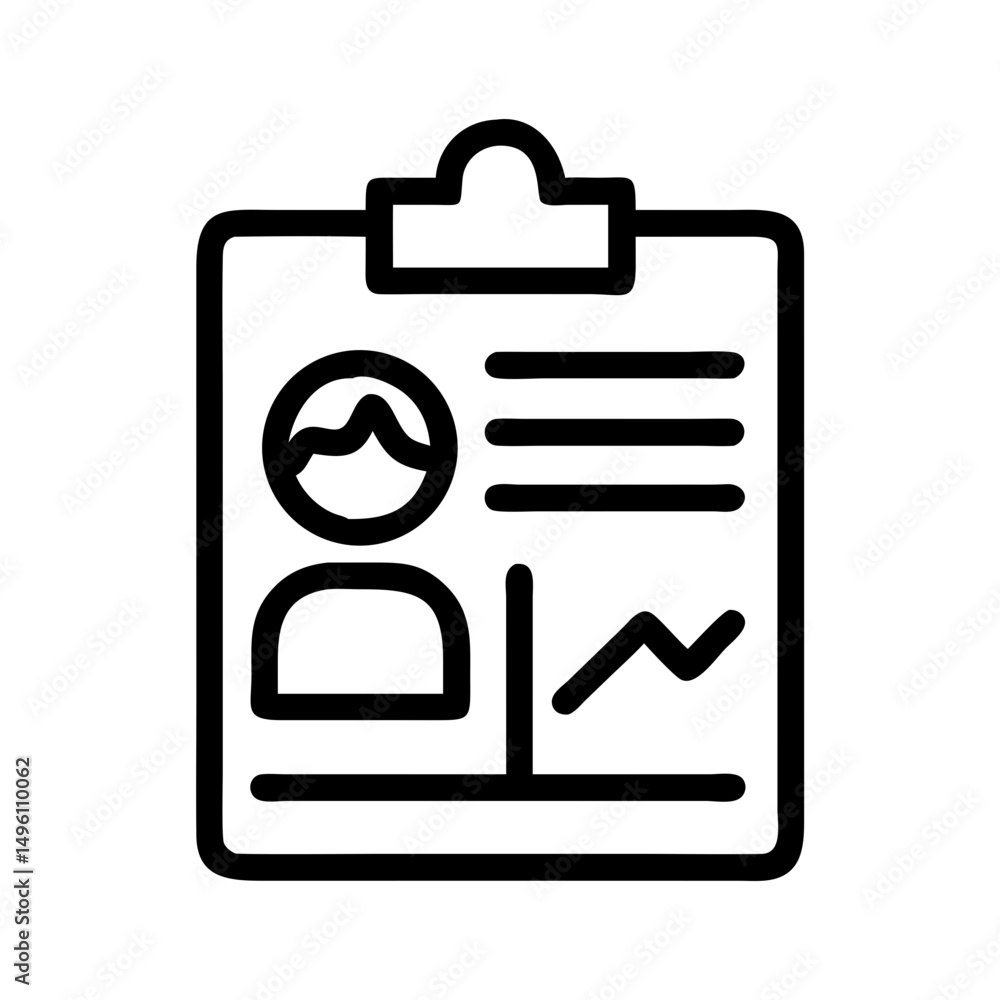 Poster clipboard with person profile and graph icon for business presentation and report data analysis