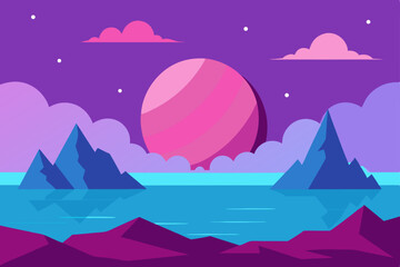 Surreal Dreamlike AI Generated Landscape Wallpaper Vector Illustration Background