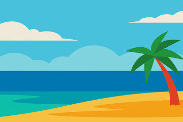 Fototapeta na wymiar Creative Artistic Beach Seascape Scene Wallpaper Background Vector Illustration Background