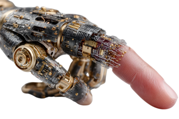 Cybernetic Hand with Biometric Fingerprint Sensor Futuristic Technology
