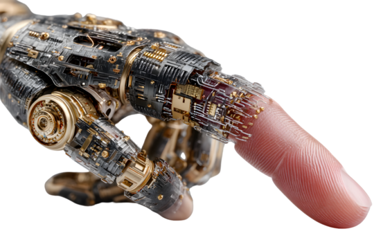 Cybernetic Hand with Biometric Fingerprint Sensor Futuristic Technology