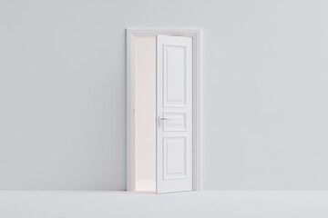 minimalistic isolated door standing wide open on clean white background perfect for conveying openness or opportunity
