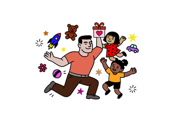 Happy Father's Day. drawing. Holiday. colorfull background editable