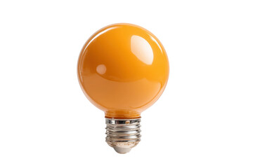 PNG Orange light bulb with silver base against white background