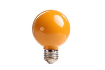 PNG Orange light bulb with silver base against white background