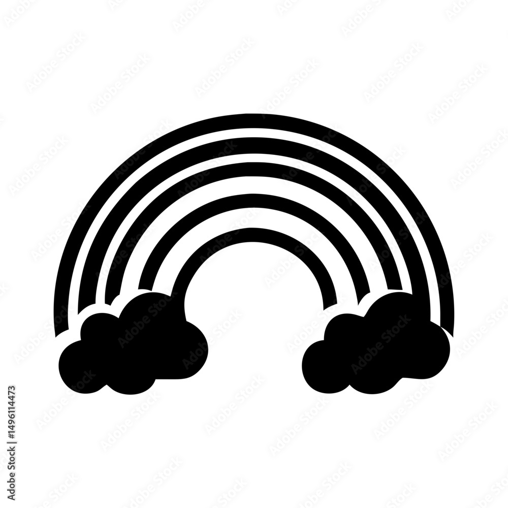 Poster rainbow with clouds vector illustration graphic design element weather forecast icon art print for k