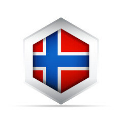 Obraz premium Norway Flag in Hexagon Shape – 3D-Style Vector Icon with Nordic Cross